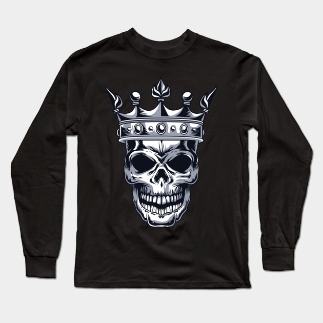 Skull with a crown Long Sleeve T-Shirt by Deisgns by A B Clark 